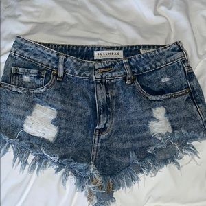 High rise denim shorts